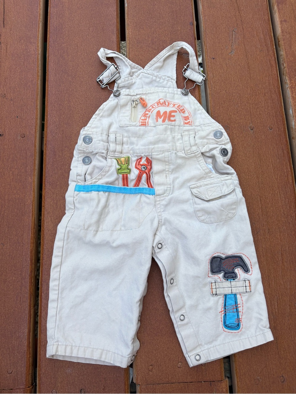 Kids Flapdoodles Vintage Y2K Beige Overalls with Tools